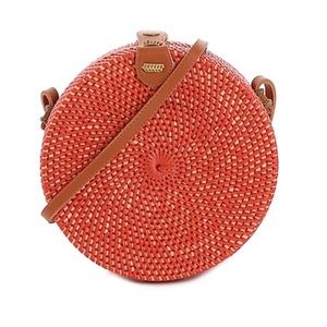 Crown Vintage Round Box Crossbody Bag Orange nwt